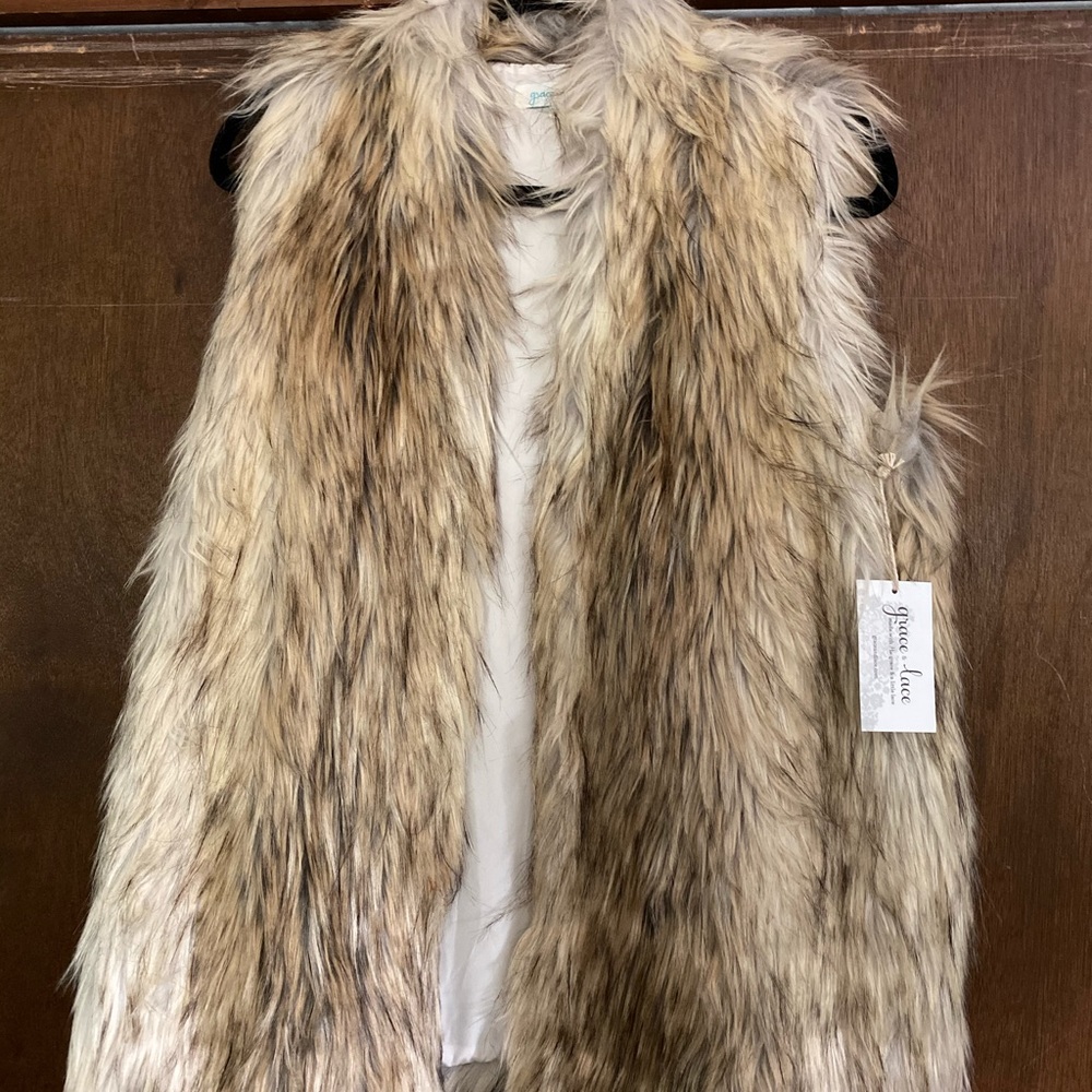 Grace and Lace Faux Fur Vest Blonde
